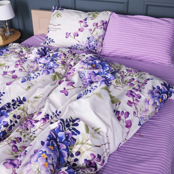 Фото - Комплект постільної білизни дитячий MirSon 110х140 см 17-0723 Purple Flowers Бязь (2200010688016)